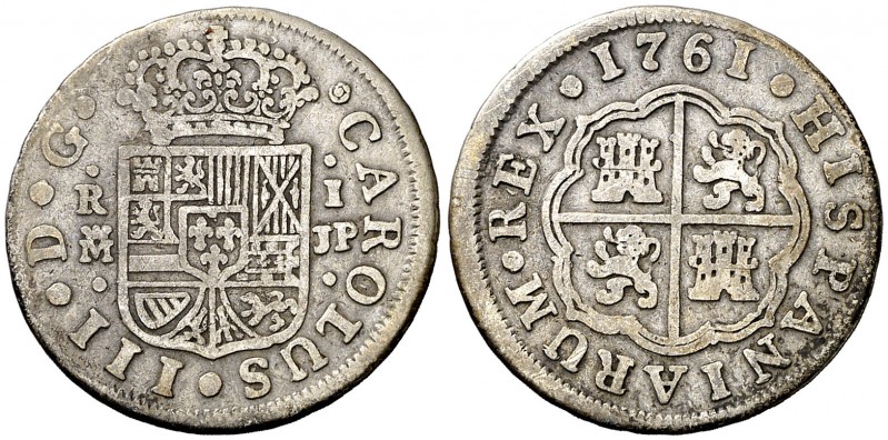 1761. Carlos III. Madrid JP. 1 real. (AC. 380). 2,75 g. BC+.