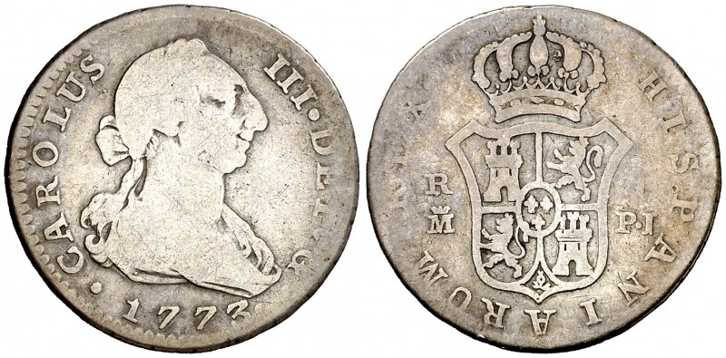 1773. Carlos III. Madrid. PJ. 1 real. (AC. 390). 2,77 g. Ex Colección Iriarte, Á...