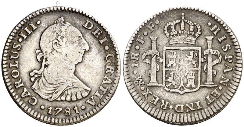 1781. Carlos III. México. FF. 1 real. (AC. 436). 3,28 g. Golpecito. Ex Áureo 21/...