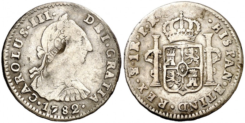 1782/1. Carlos III. Potosí. PR. 1 real. (AC. 487). 3,29 g. Incisión en anverso. ...