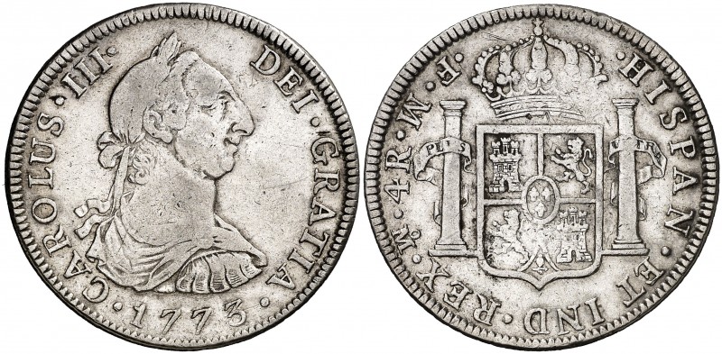 1773. Carlos III. México. FM. 4 reales. (AC. 886). 13,33 g. Ceca y ensayadores i...