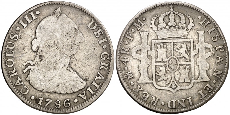 1786. Carlos III. México. FM. 4 reales. (AC. 900). 12,78 g. Rayitas. Ex Colecció...