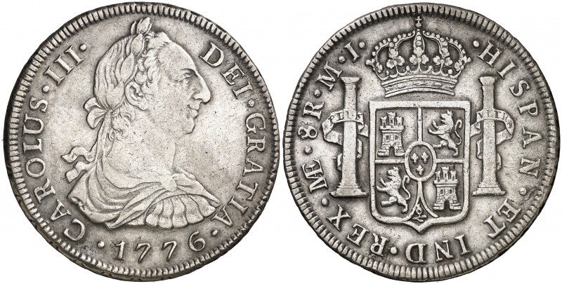 1776. Carlos III. Lima. MJ. 8 reales. (AC. 1042). 26,45 g. Buen ejemplar. MBC+/E...