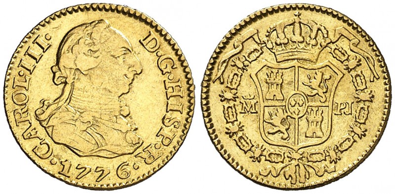 1776. Carlos III. Madrid. PJ. 1/2 escudo. (AC. 1264). 1,77 g. Escasa. MBC.