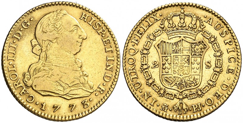 1773. Carlos III. Madrid. PJ. 2 escudos. (AC. 1544). 6,77 g. MBC-/MBC.