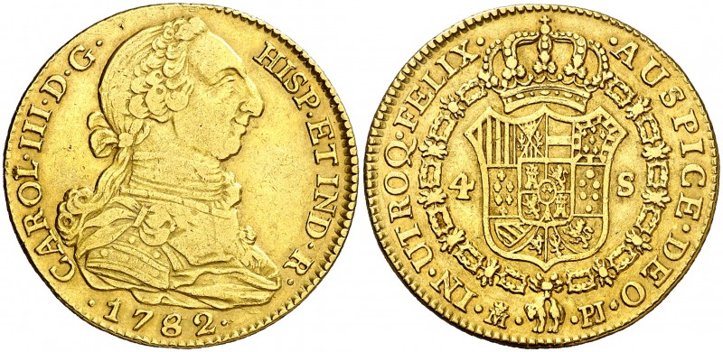 1782. Carlos III. Madrid. PJ. 4 escudos. (AC. 1786). 13,44 g. MBC/MBC+.