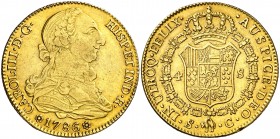 1786. Carlos III. Sevilla. C. 4 escudos. (AC. 1899). 13,49 g. Rara, sólo hemos tenido dos ejemplares. MBC/MBC+.