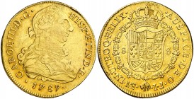 1787. Carlos III. Lima. IJ. 8 escudos. (AC. 1952) (Cal.Onza 715). 26,94 g. Bonito color. MBC/MBC+.