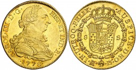 1778. Carlos III. Madrid. PJ. 8 escudos. (AC. 1965) (Cal.Onza 730). 26,99 g. Bellísima. Brillo original. Rara así. S/C-.