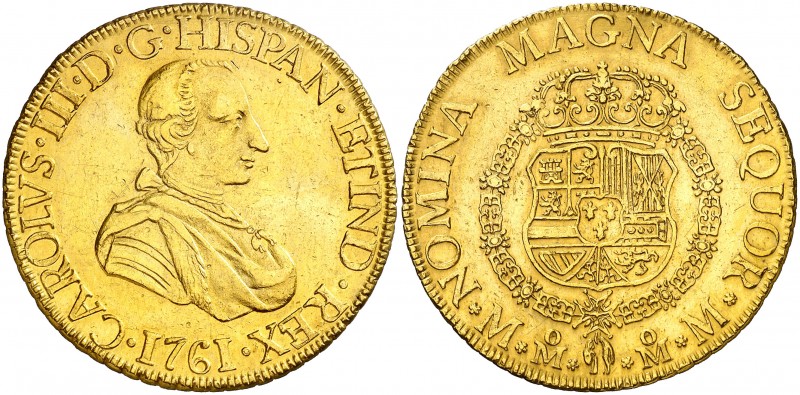 1761. Carlos III. México. MM. 8 escudos. (AC. 1980) (Cal.Onza 743). 26,92 g. Pri...