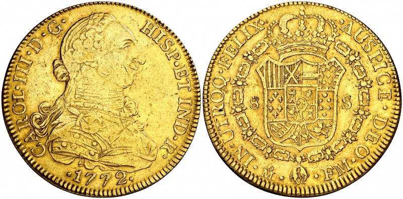 1772. Carlos III. México. FM. 8 escudos. (AC. 1998) (Cal.Onza 759). 26,27 g. Pri...