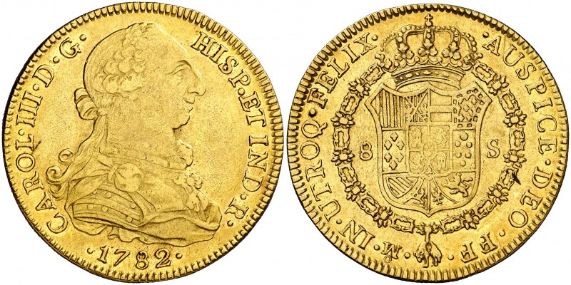 1782. Carlos III. México. FF. 8 escudos. (AC. 2013) (Cal.Onza 777). 26,93 g. Cec...