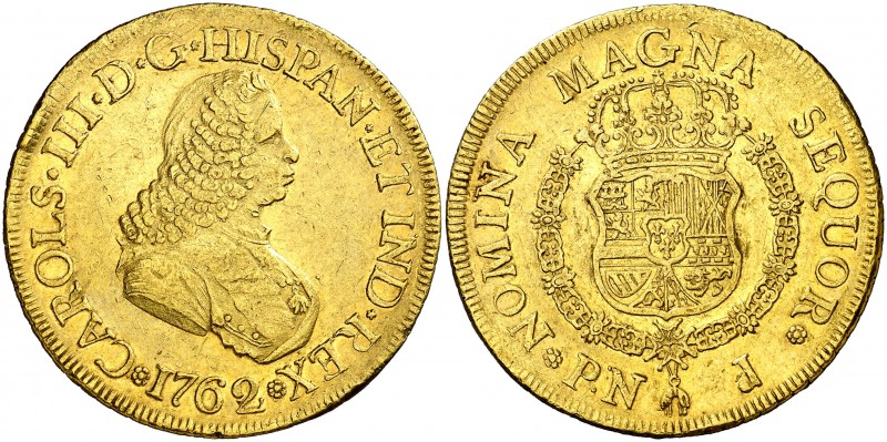 1762. Carlos III. Popayán. J. 8 escudos. (AC. 2028) (Cal.Onza 792) (Restrepo 70-...