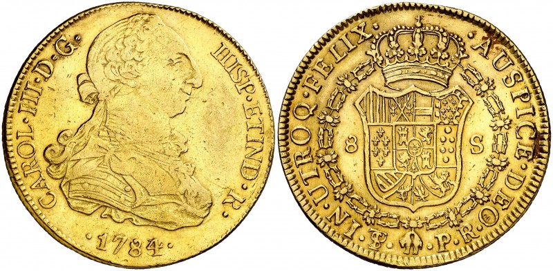 1784/3. Carlos III. Potosí. PR. 8 escudos. (AC. 2068) (Cal.Onza 834). 26,89 g. C...