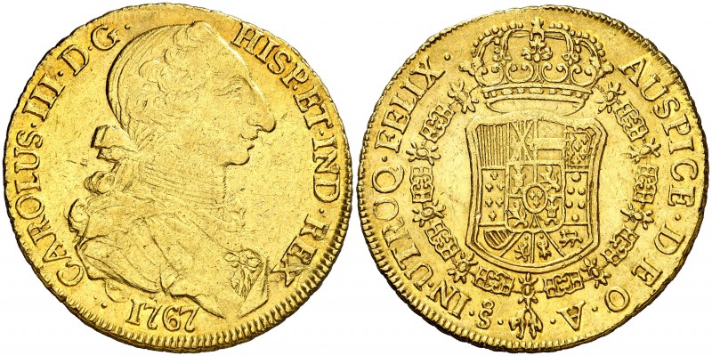 1767. Carlos III. Santiago. A. 8 escudos. (AC. 2136) (Cal.Onza 910, indica "poco...