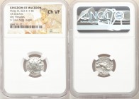 MACEDONIAN KINGDOM. Philip III Arrhidaeus (323-317 BC). AR drachm (16mm, 9h). NGC Choice VF. Lifetime issue of Abydus. Head of Heracles right, wearing...
