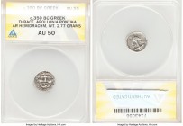 THRACE. Apollonia Pontica. Ca. 400-350 BC. AR drachm (15mm, 2.77 gm, 5h). ANACS AU 50. Facing Gorgoneion in Attic style, with disheveled hair and prot...