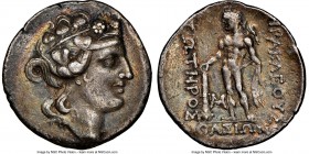 THRACIAN ISLANDS. Thasos. Ca. 2nd-1st centuries BC. AR tetradrachm (31mm, 11h). NGC XF, edge cuts. Ca. 148-90/80 BC. Head of Dionysus right, crowned w...