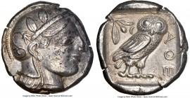 ATTICA. Athens. Ca. 440-404 BC. AR tetradrachm (24mm, 17.16 gm, 2h). NGC AU 5/5 - 3/5. Mid-mass coinage issue. Head of Athena right, wearing crested A...