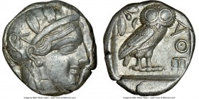 ATTICA. Athens. Ca. 440-404 BC. AR tetradrachm (23mm, 17.19 gm, 1h). NGC AU 4/5 - 4/5. Mid-mass coinage issue. Head of Athena right, wearing crested A...