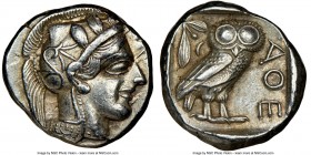 ATTICA. Athens. Ca. 440-404 BC. AR tetradrachm (23mm, 17.18 gm, 2h). NGC Choice XF 5/5 - 4/5. Mid-mass coinage issue. Head of Athena right, wearing cr...