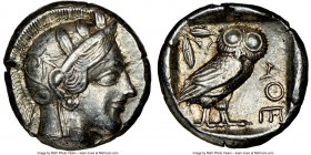 ATTICA. Athens. Ca. 440-404 BC. AR tetradrachm (24mm, 17.21 gm, 3h). NGC Choice XF 5/5 - 4/5. Mid-mass coinage issue. Head of Athena right, wearing cr...
