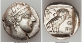 ATTICA. Athens. Ca. 440-404 BC. AR tetradrachm (25mm, 17.14 gm, 1h). XF. Mid-mass coinage issue. Head of Athena right, wearing crested Attic helmet or...