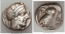ATTICA. Athens. Ca. 440-404 BC. AR tetradrachm (23mm, 17.24 gm, 11h). Choice VF, flan flaw. Mid-mass coinage issue. Head of Athena right, wearing cres...