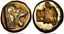 LESBOS. Mytilene. Ca. 521-478 BC. EL sixth-stater or hecte (10mm, 2.55 gm, 10h). NGC XF 5/5 - 4/5. Head of roaring lion right with pelleted truncation...