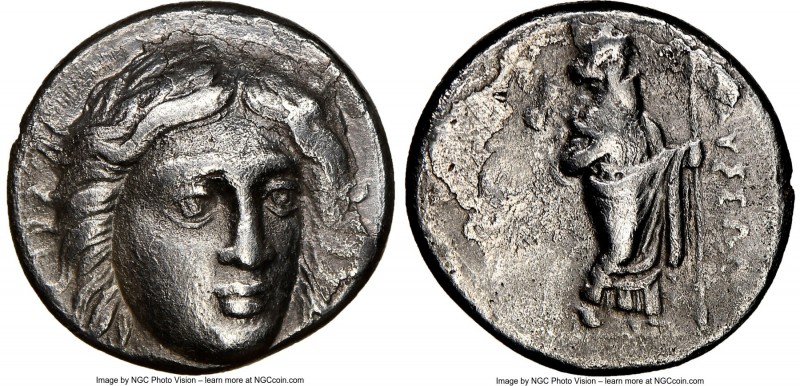 CARIAN SATRAPS. Maussollus (377-353 BC). AR drachm (15mm, 11h). NGC VF. Laureate...