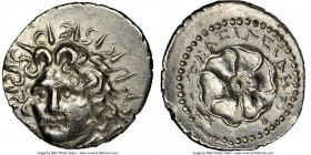 CARIAN ISLANDS. Rhodes. Ca. 84-30 BC. AR drachm (20mm, 12h). NGC AU, brushed. Basileides, magistrate. Radiate head of Helios facing, turned slightly l...