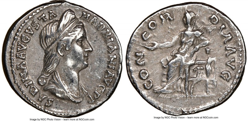 Sabina (AD 128-136/7). AR denarius (18mm, 5h). NGC XF. Rome, ca. AD 130-133. SAB...