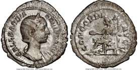 Orbiana (AD 225-227). AR denarius (20mm, 12h). NGC Choice VF. Rome, AD 225. SALL BARBIA-ORBIANA AVG, draped bust of Orbiana right, seen from front, ha...