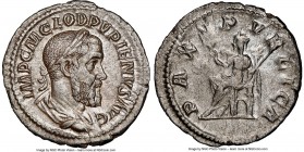 Pupienus (April-June AD 238). AR denarius (20mm, 2.86 gm, 5h). NGC AU 4/5 - 4/5. Rome. IMP C M CLOD PVPIENVS AVG, laureate, draped and cuirassed bust ...