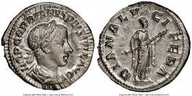 Gordian III (AD 238-244). AR denarius (20mm, 3.00 gm, 7h). NGC MS 5/5 - 4/5. Rome, summer AD 241. IMP GORDIANVS PIVS FEL AVG, laureate, draped and cui...