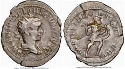 Hostilian, as Caesar (AD 251). AR antoninianus (24mm, 6h). NGC Choice VF. Rome. C VALENS HOSTIL MES QVINTVS N C, radiate, draped bust of Hostilian rig...