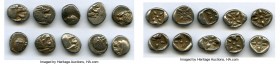 ANCIENT LOTS. Greek. Ionia. Miletus. Ca. late 6th-5th centuries BC. Lot of ten (10) AR 1/12th staters or obols. VG-VF. Milesian standard. Forepart of ...