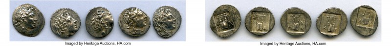 ANCIENT LOTS. Greek. Lycian League. Ca. 48-20 BC. Lot of five (5) AR hemidrachms...