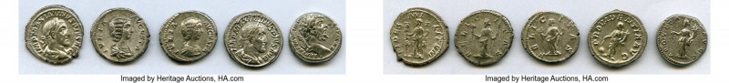 ANCIENT LOTS. Roman Imperial. Lot of five (5) AR denarii. Choice VF-XF. Includes...