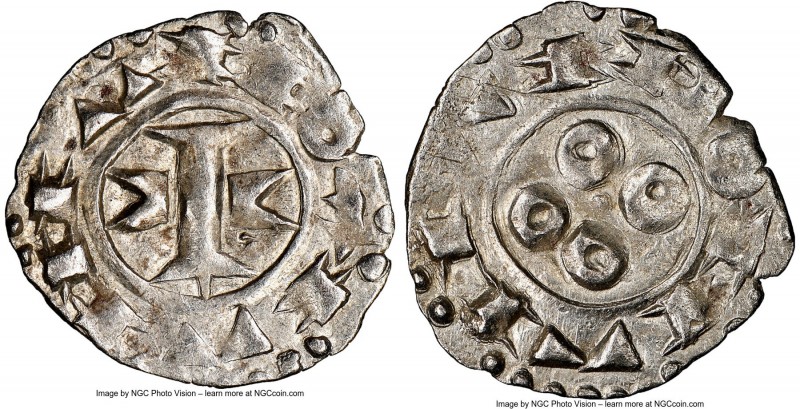 Melgueil Pair of Certified Deniers ND (1100-1300) NGC, 1) Denier - MS64. 1.00gm....