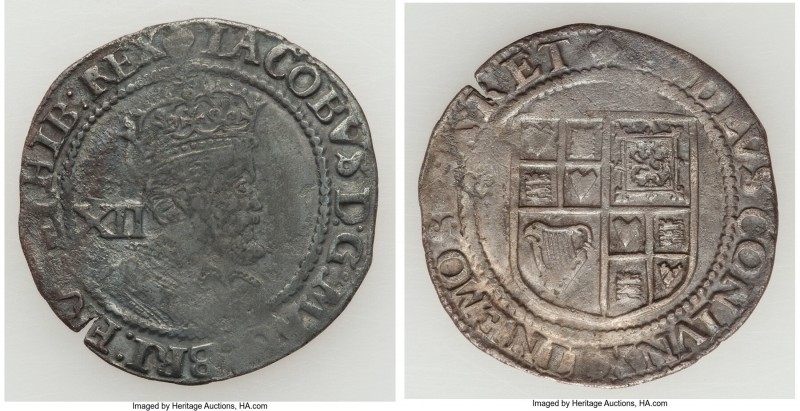 James I Pair of Uncertified Shillings, 1) Shilling ND (1623-1624), Tower mint, L...