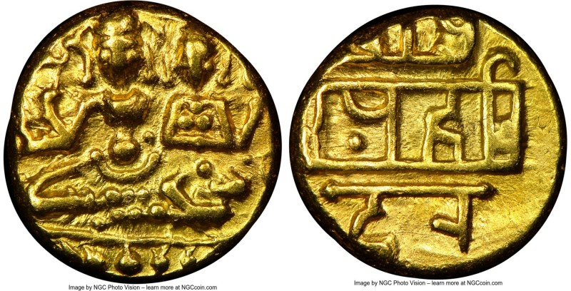 Vijayanagar. Hari Hara II gold 1/2 Pagoda ND (1377-1404) MS64 NGC, Fr-350, Mitch...