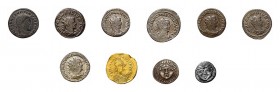 * Partie griechische und römische Münzen in 3 Alben. Dabei u.a. Denare aus derrömischen Republik und Kaiserzeit sowie 1 x Solidus Justitian 527-565....