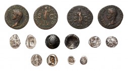 * 69 antike Silber- und Kupfermünzen mit dabei Römisches Reich, Griechenland, Persien und Kelten. Dabei u.a. Drachme Eule Athen, Kelten Silberstater (...