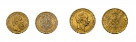 7 Goldmünzen Deutsches Kaiserreich. Dabei 5 x 20 Mark und 2 x 10 Mark.1 x 20 Mark Hamburg in Fassung. Meist Preussen. Zusammen ca. 44 g.f.