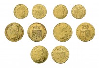 5 Goldmünzen Frankreich. 3 x 2 Louis D'or 1786 A (2x) und 1786 D. 2 x Louis D'or 1786B und 1788 A. Zusammen ca. 55,6 g. f.