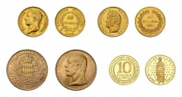 35 Goldmünzen. Dabei 31 x 10 Francs, 2 x 40 Francs Frankreich. Jeweilsunterschiedliche Jahrgänge und Erhaltungen. Dazu 10 Francs 1987 in polierterPlat...