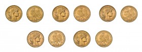 77 x 20 Francs Frankreich Marianne von 1900 - 1913 jeweils verschiedene Jahrgänge und Erhaltungen.