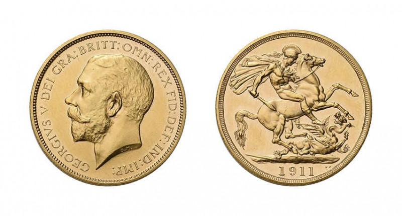 George V, 1910-1936. 2 Pounds 1911, London. Fb. 403. Selten. 14,7 g.f.