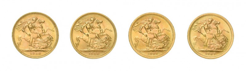 30 x 1 Sovereign Elisabeth II., unterschiedliche Jahrgänge aus den 1950er und 19...